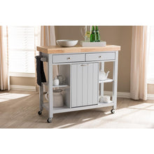 Load image into Gallery viewer, BAXTON STUDIO HAYWARD COASTAL AND FARMHOUSE LIGHT GREY WOOD KITCHEN CART