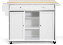 Load image into Gallery viewer, BAXTON STUDIO MERYLAND WHITE MODERN KITCHEN ISLAND CART