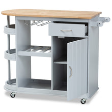 Load image into Gallery viewer, BAXTON STUDIO DONNIE COASTAL AND FARMHOUSE TWO-TONE LIGHT GREY AND NATURAL FINISHED WOOD KITCHEN STORAGE CART