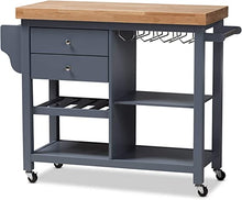 Load image into Gallery viewer, BAXTON STUDIO SUNDERLAND COASTAL AND FARMHOUSE GREY WOOD KITCHEN CART