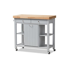 Load image into Gallery viewer, BAXTON STUDIO HAYWARD COASTAL AND FARMHOUSE LIGHT GREY WOOD KITCHEN CART