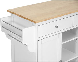 BAXTON STUDIO MERYLAND WHITE MODERN KITCHEN ISLAND CART