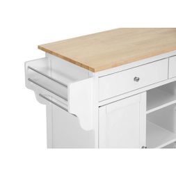 BAXTON STUDIO MERYLAND WHITE MODERN KITCHEN ISLAND CART